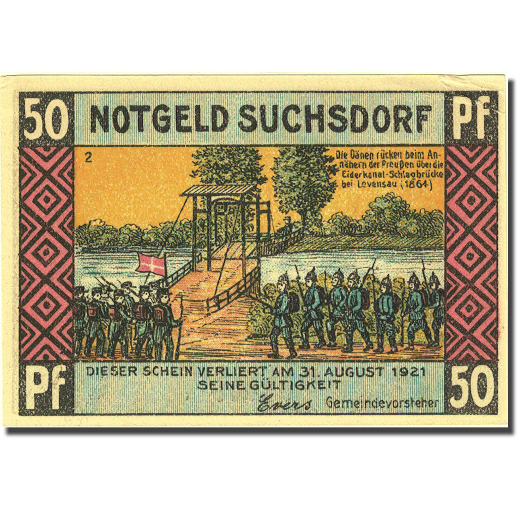 Banknote, Germany, Suchsdorf, 50 Pfennig, pont 1921-08-31 UNC(63) Mehl 1291.1a