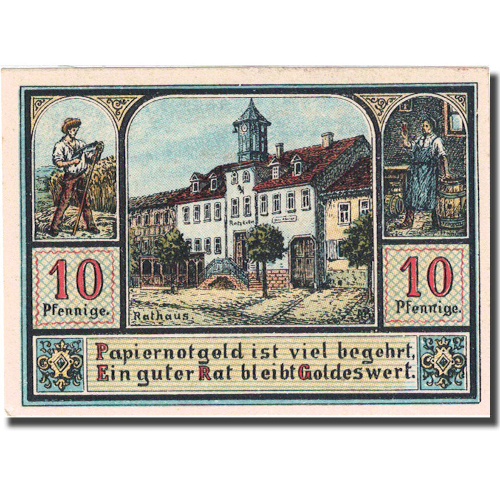 Banknote, Germany, Plaue Thür, 10 Pfennig, mairie 1921-10-30 UNC(63) Mehl 1062.1