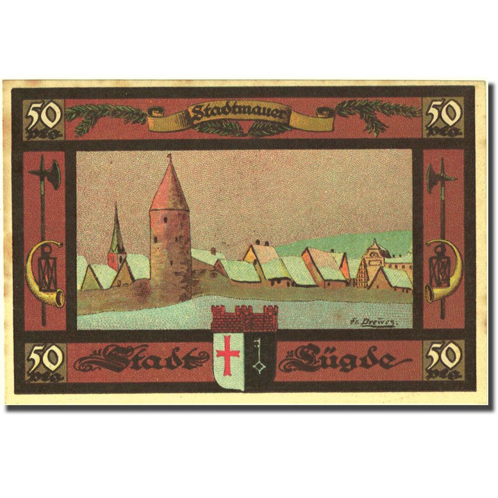 Banknote, Germany, Lügde, 50 Pfennig, château 1921-02-16 AU(55-58) Mehl 838.1