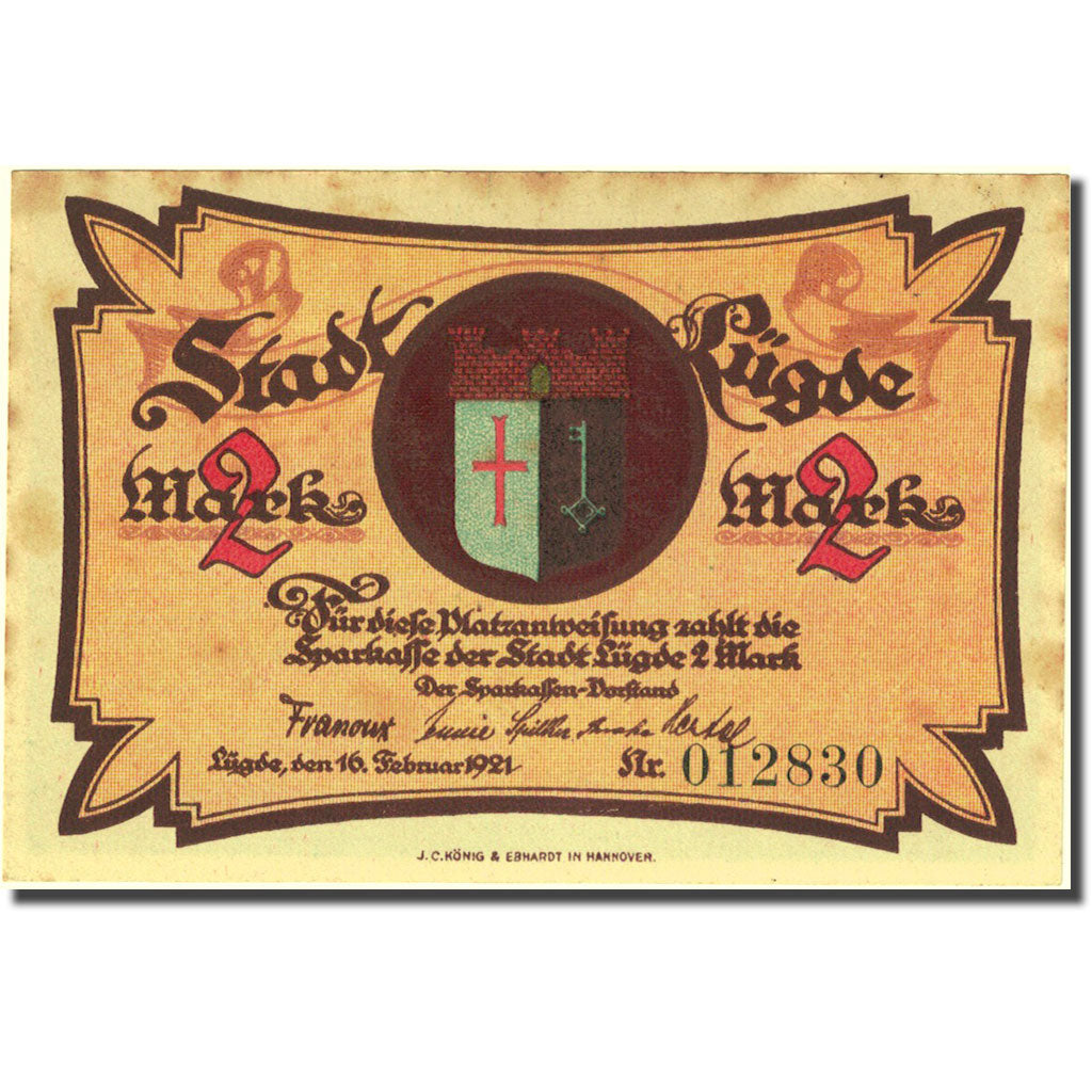 Banconote, Germania, Lügde, 2 Mark, Eglise, 1921, 1921-02-16, SPL-, Mehl:838.1