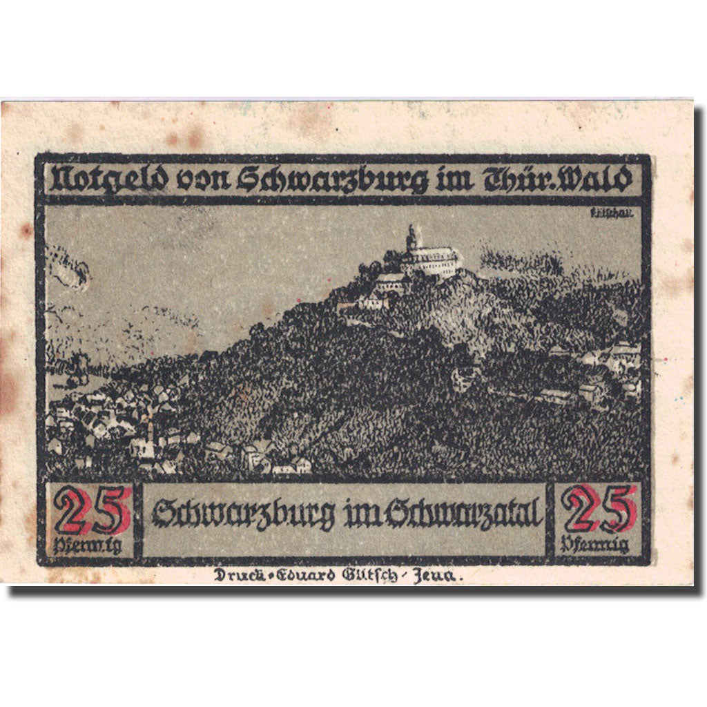 Billete, Alemania, schwarzburg, 25 Pfennig, château 1922-08-31 EBC Mehl 1208.2