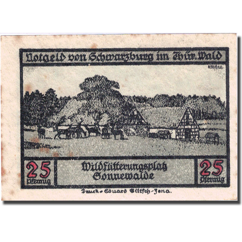 Nota, Alemanha, schwarzburg, 25 Pfennig, ferme 1922-08-31 AU(55-58) Mehl 1208.2