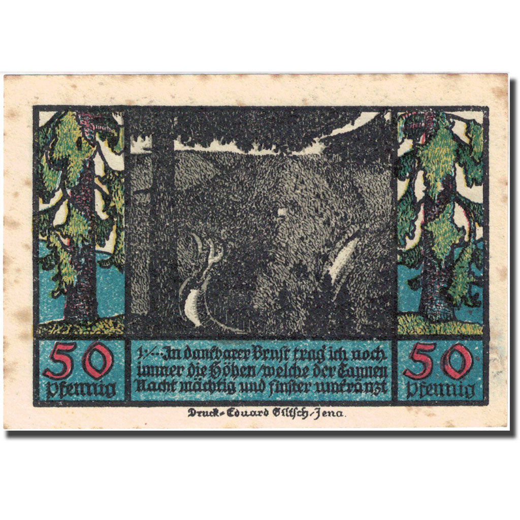 Banknote, Germany, schwarzburg, 50 Pfennig, Forêt, 1922 AU(55-58) Mehl 1208.2