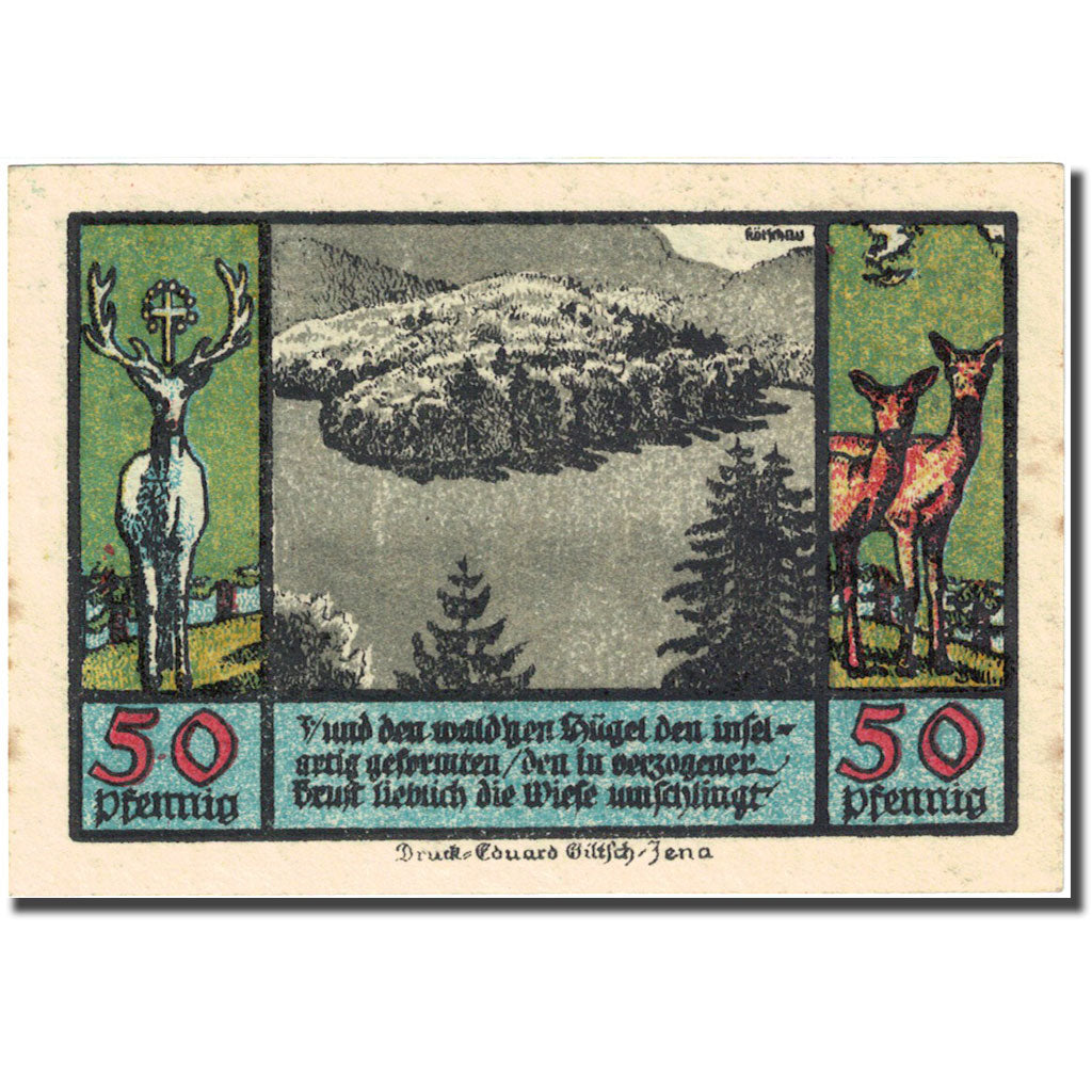 Banknote, Germany, schwarzburg, 50 Pfennig, forêt 1, 1922 UNC(60-62) Mehl 1208.2