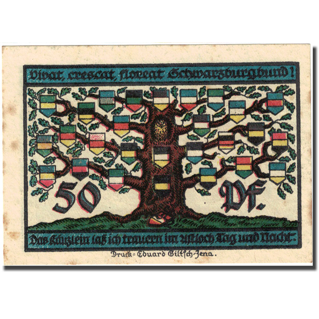 Banknote, Germany, schwarzburg, 50 Pfennig, arbre, 1922 AU(55-58) Mehl 1208.2