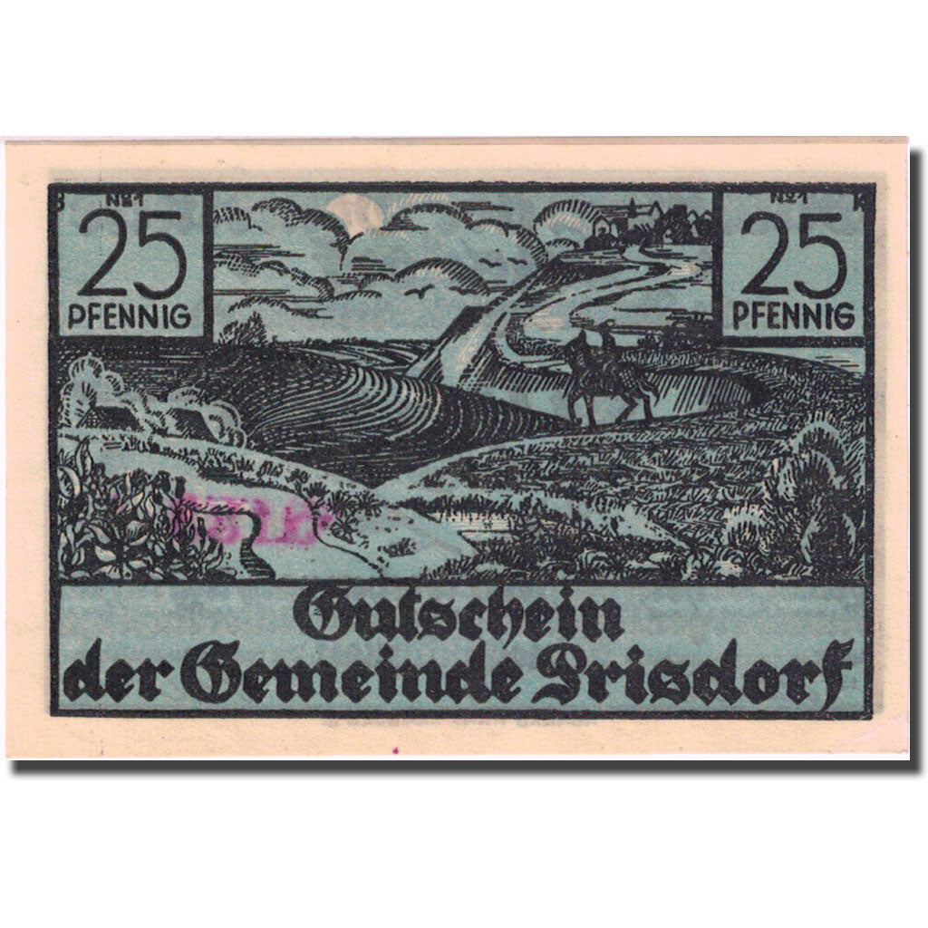 Banknote, Germany, Prisdorf, 25 Pfennig, paysage, 1921, UNC(63), Mehl:1076.1