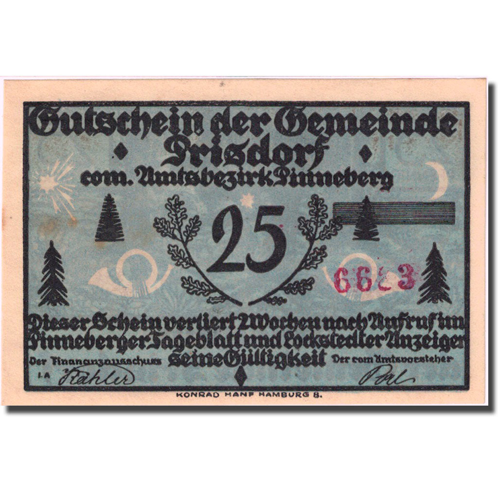Banknote, Germany, Prisdorf, 25 Pfennig, Forêt, 1921, UNC(60-62), Mehl:1076.1