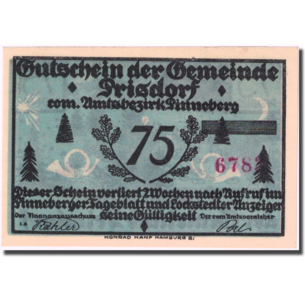 Banknote, Germany, Prisdorf, 75 Pfennig, étang, 1921, UNC(63), Mehl:1076.1