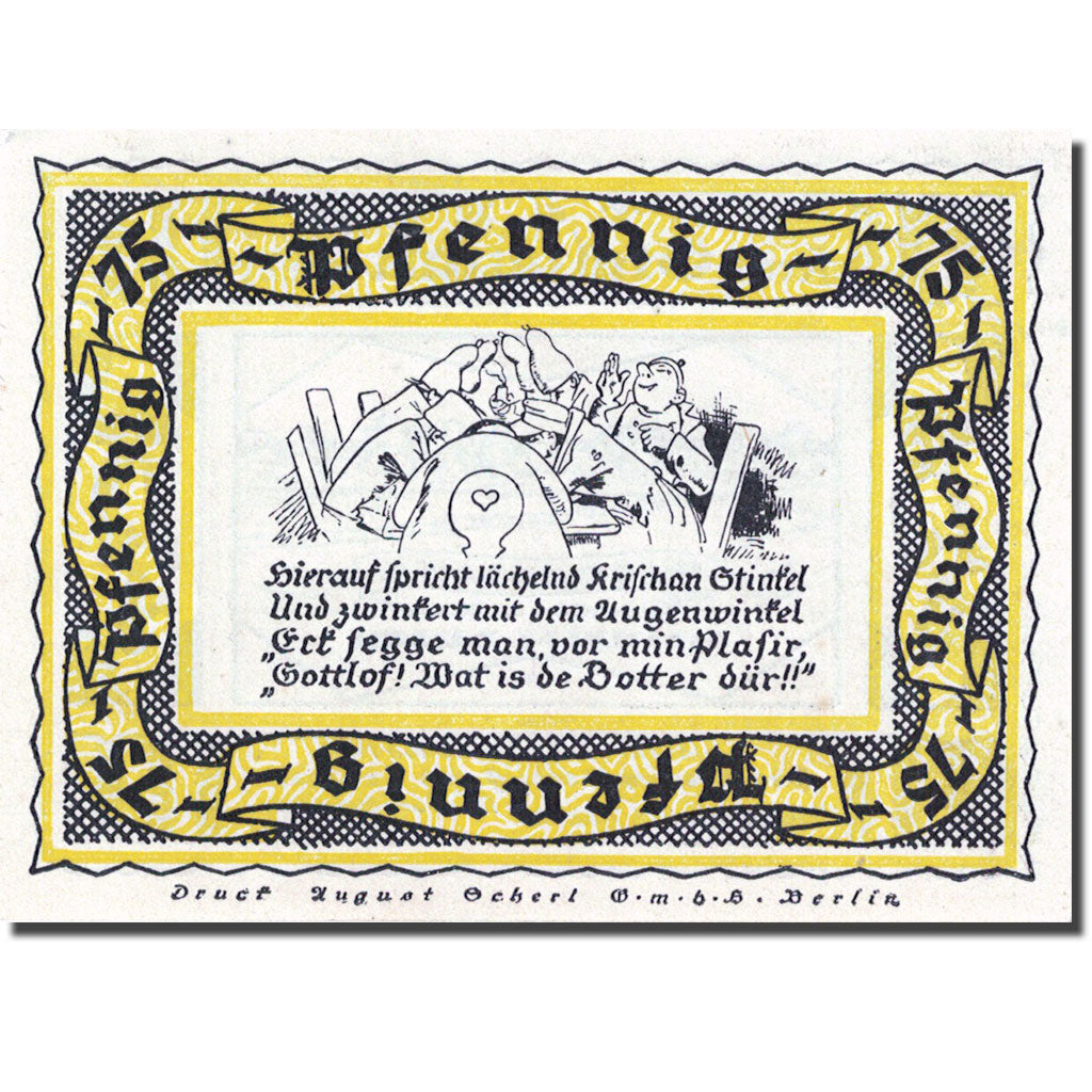 Banknote, Germany, Stolzenau, 75 Pfennig, personnage, 1921 UNC(63) Mehl 1276.1