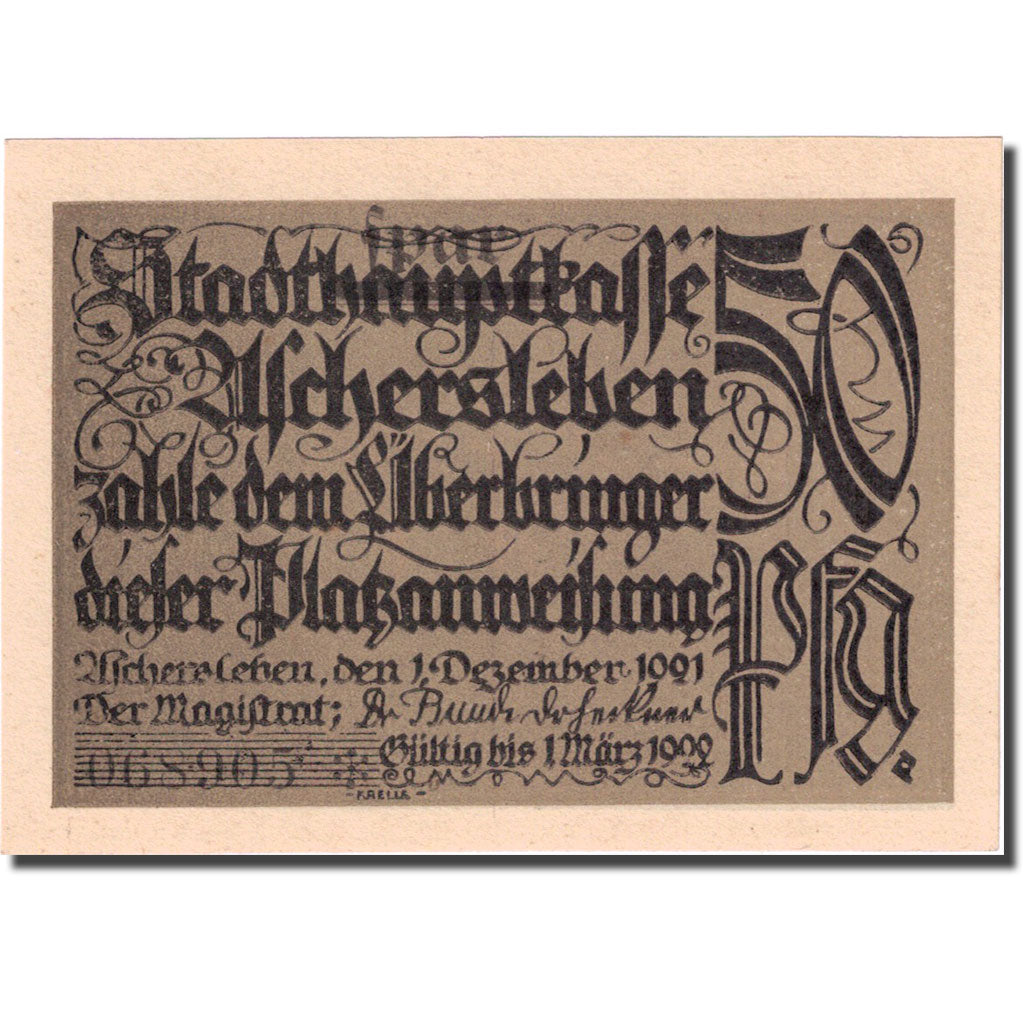 Banconote, Germania, Aschersleben, 50 Pfennig, chasseur 1, 1922 SPL Mehl 50.5a