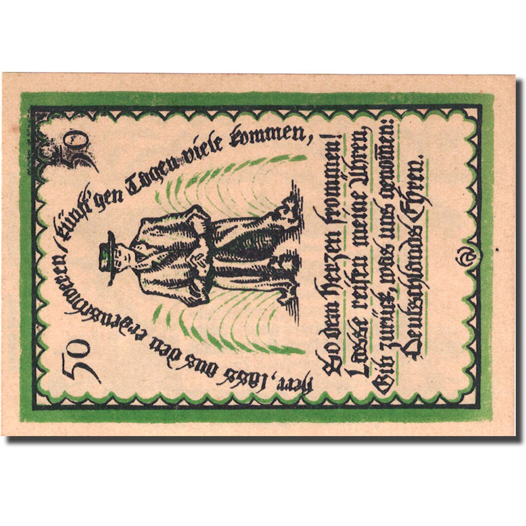 Banknote, Germany, Delbrück, 50 Pfennig, personnage 1921 UNC(63) Mehl 261.1