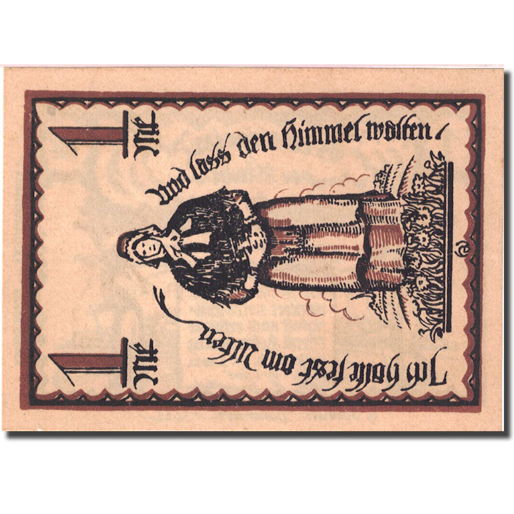 Nota, Alemanha, Delbrück, 1 Mark, personnage 1, 1921-01-27, UNC(63) Mehl 261.1