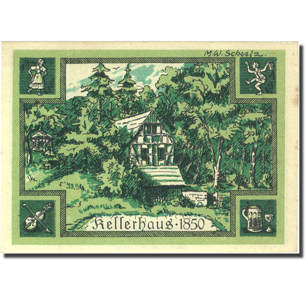Banknote, Germany Rehmen 50 Pfennig chalet 1921-08-01 green UNC(63) Mehl 1108.1