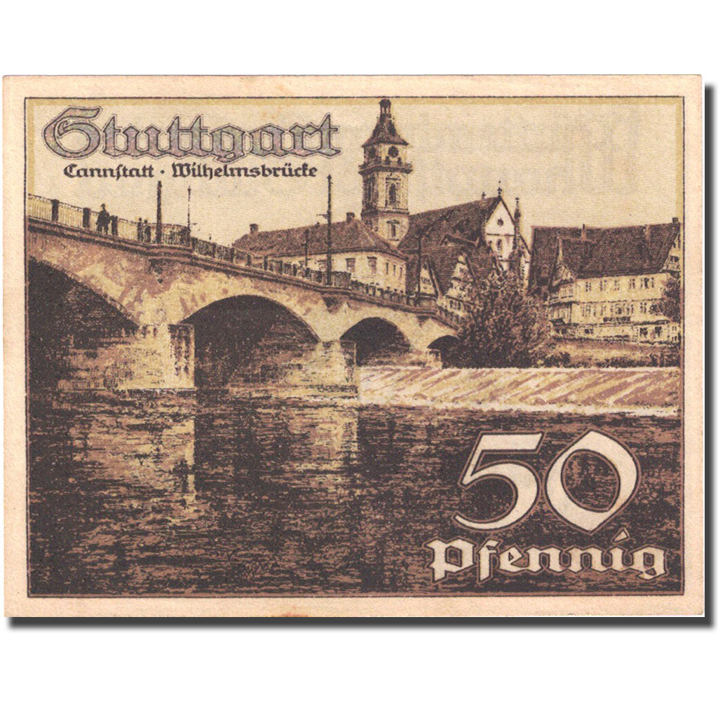 Banknote, Germany, Stuttgart, 50 Pfennig, pont, 1924 UNC(63) Mehl 1289.1a