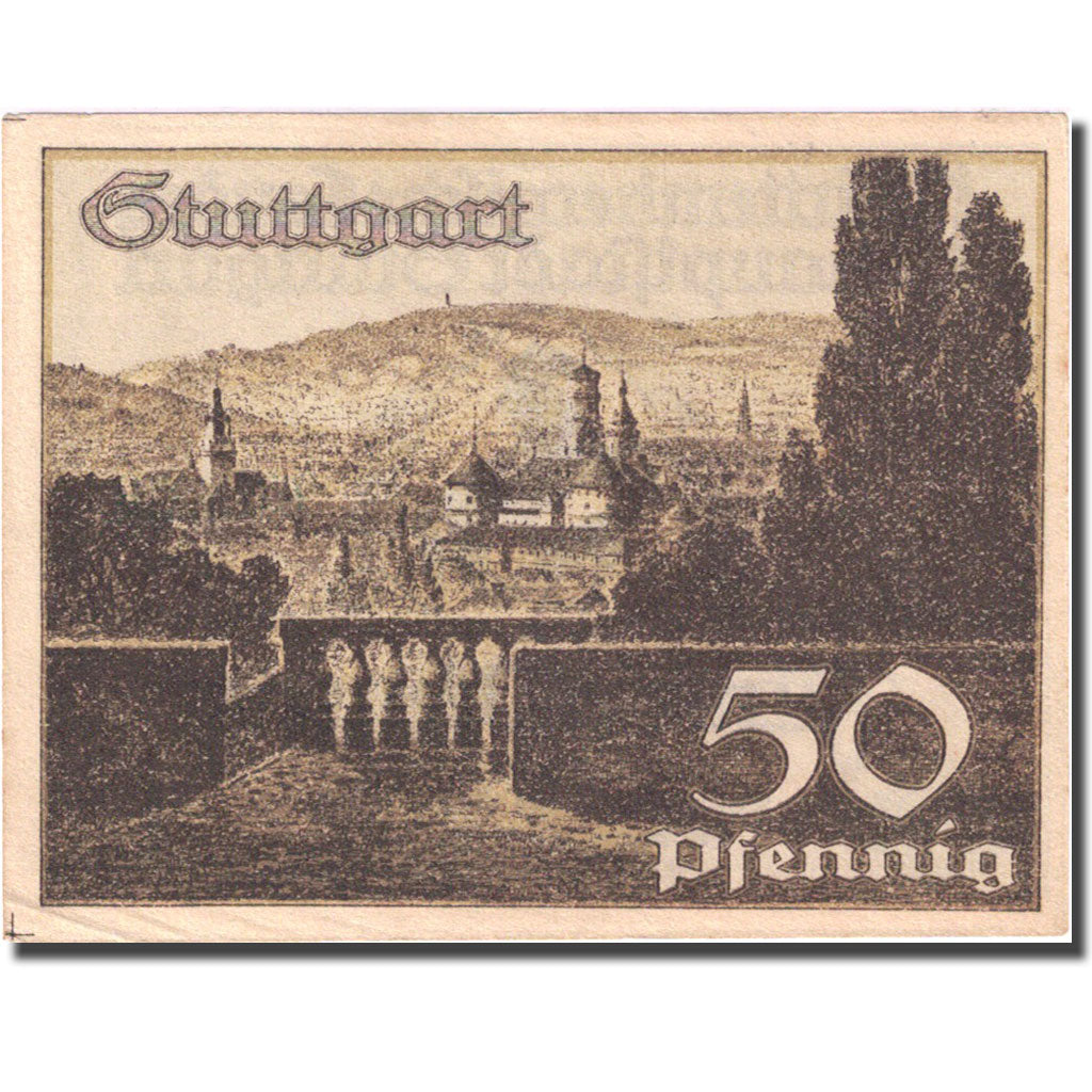 Banknote, Germany, Stuttgart, 50 Pfennig, château, 1921 AU(55-58) Mehl 1289.1b