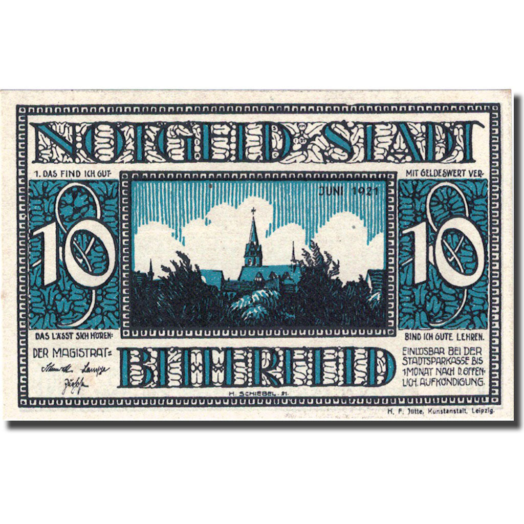 Banknote, Germany, Bitterfeld, 10 Pfennig, ferme, 1921, UNC(63), Mehl:111.1