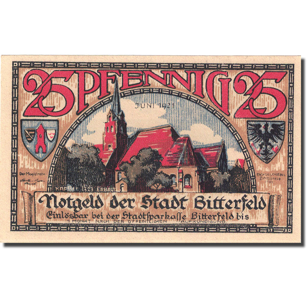 Banknote, Germany, Bitterfeld, 25 Pfennig, Incendie, 1921, UNC(63), Mehl:111.1