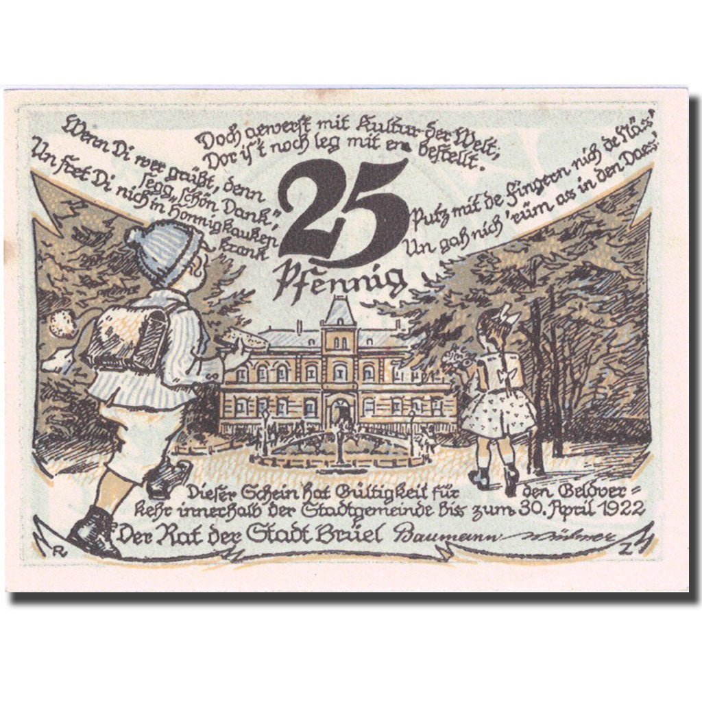 Banknote, Germany, Brüel, 25 Pfennig, Eglise, 1922, UNC(63) Mehl 191.1