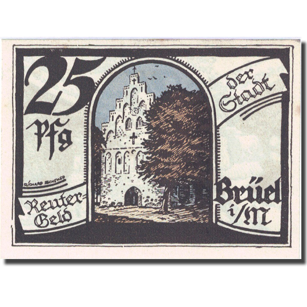Banknote, Germany, Brüel, 25 Pfennig, Eglise, 1922, UNC(63) Mehl 191.1
