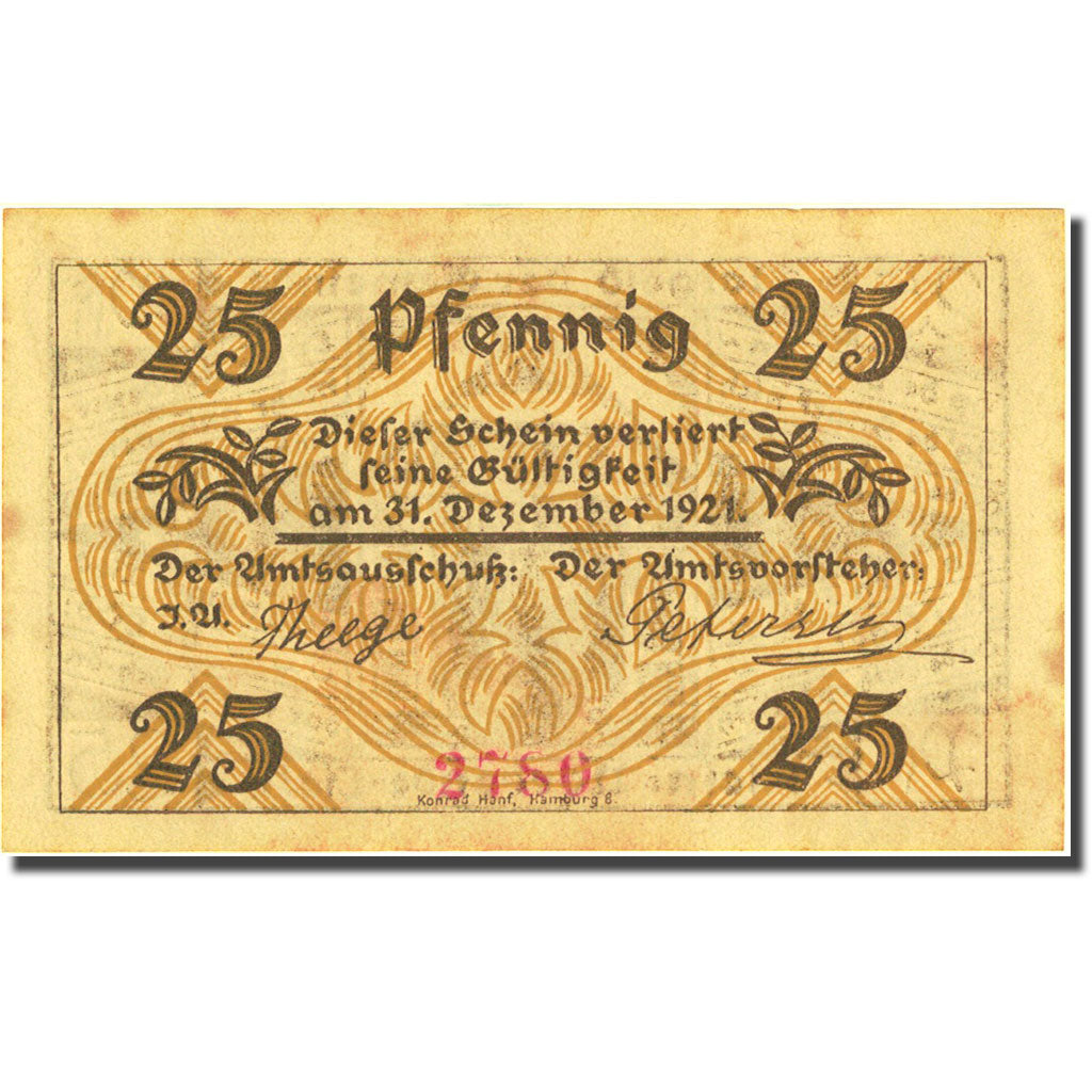 Banknote, Germany, Klein-Nordende-Lieth, 25 Pfennig ferme AU(55-58) Mehl 706.1