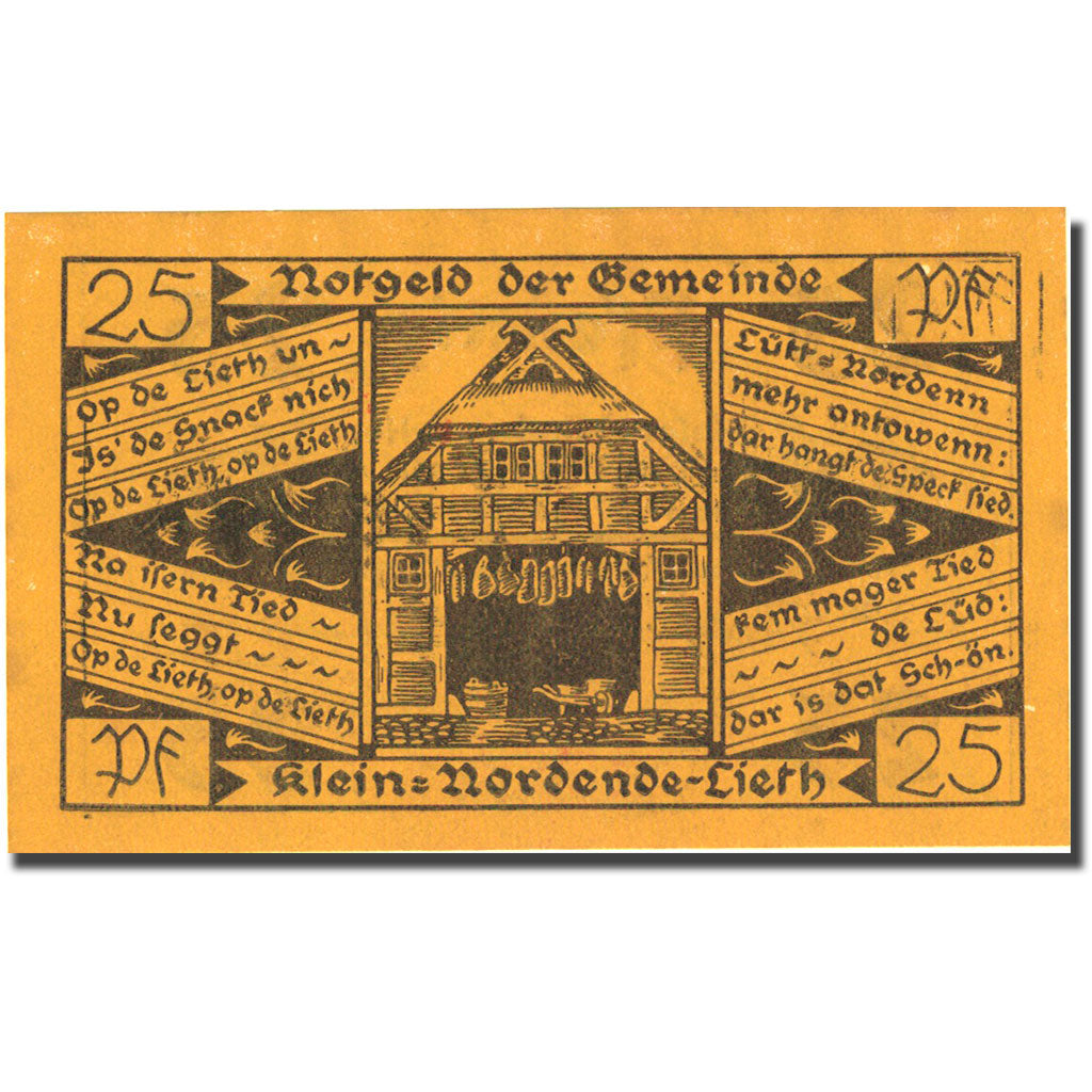 Banknote, Germany, Klein-Nordende-Lieth, 25 Pfennig ferme AU(55-58) Mehl 706.1