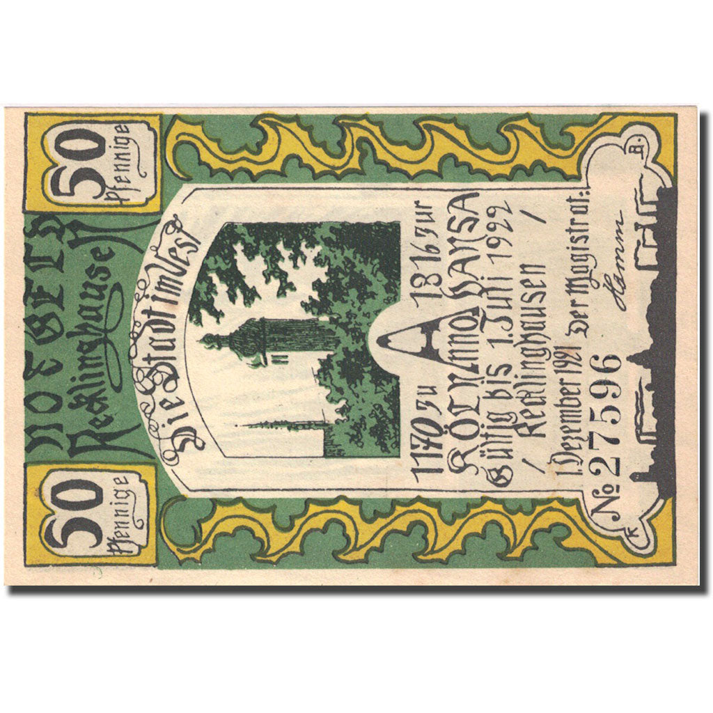 Banknote, Germany, Recklinghausen, 50 Pfennig, personnage 4 UNC(63) Mehl 1103.1