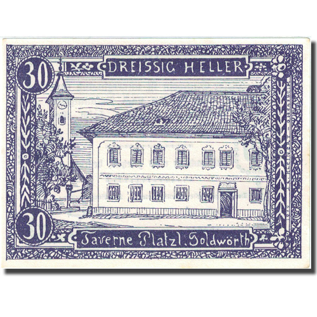 Banknote, Austria, Goldwörth, 30 Heller, manoir, 1920, UNC(63)