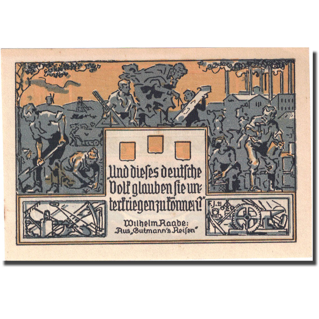 Banknote, Germany, Eschershausen, 2 Mark, personnage, 1921, UNC(63) Mehl 351.1