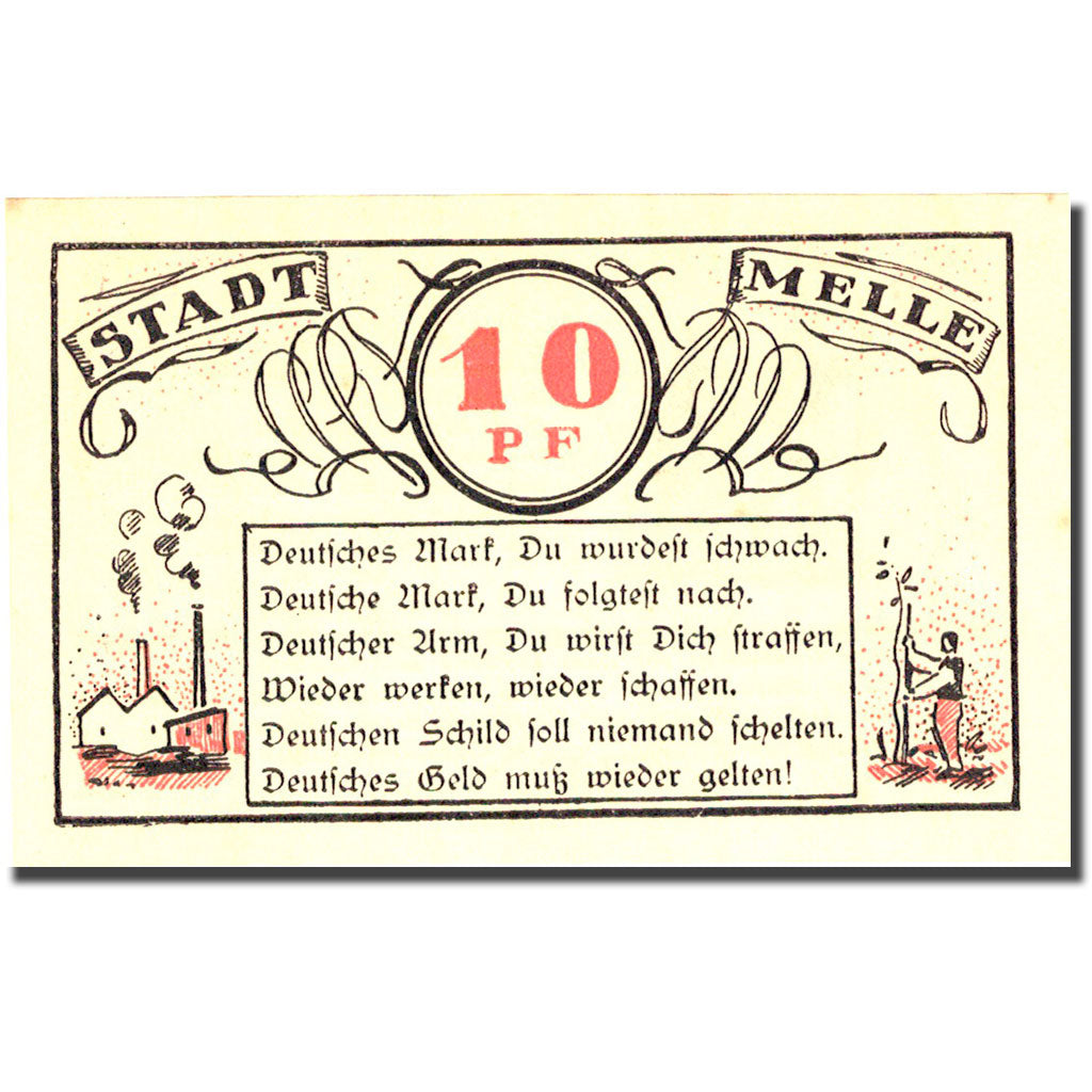 Banconote, Germania, Melle, 10 Pfennig, personnage, 1921, SPL, Mehl:879.1