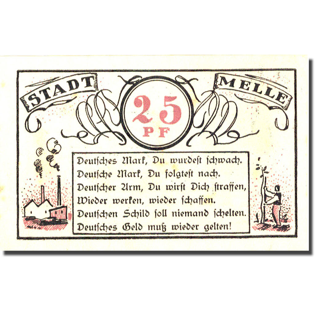 Banknote, Germany, Melle, 25 Pfennig, personnage 2, 1921, UNC(60-62), Mehl:879.1