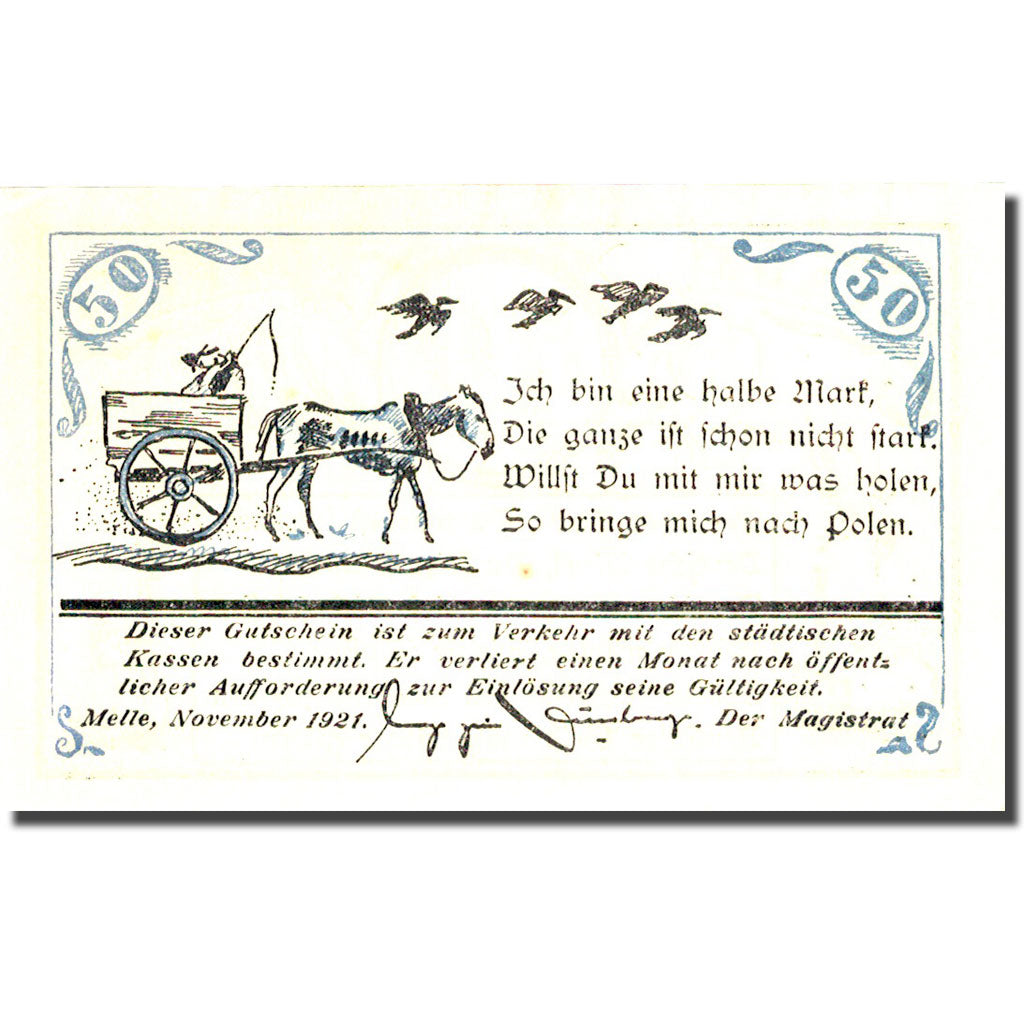 Banknote, Germany, Melle, 50 Pfennig, personnage 3, 1921, UNC(63), Mehl:879.1