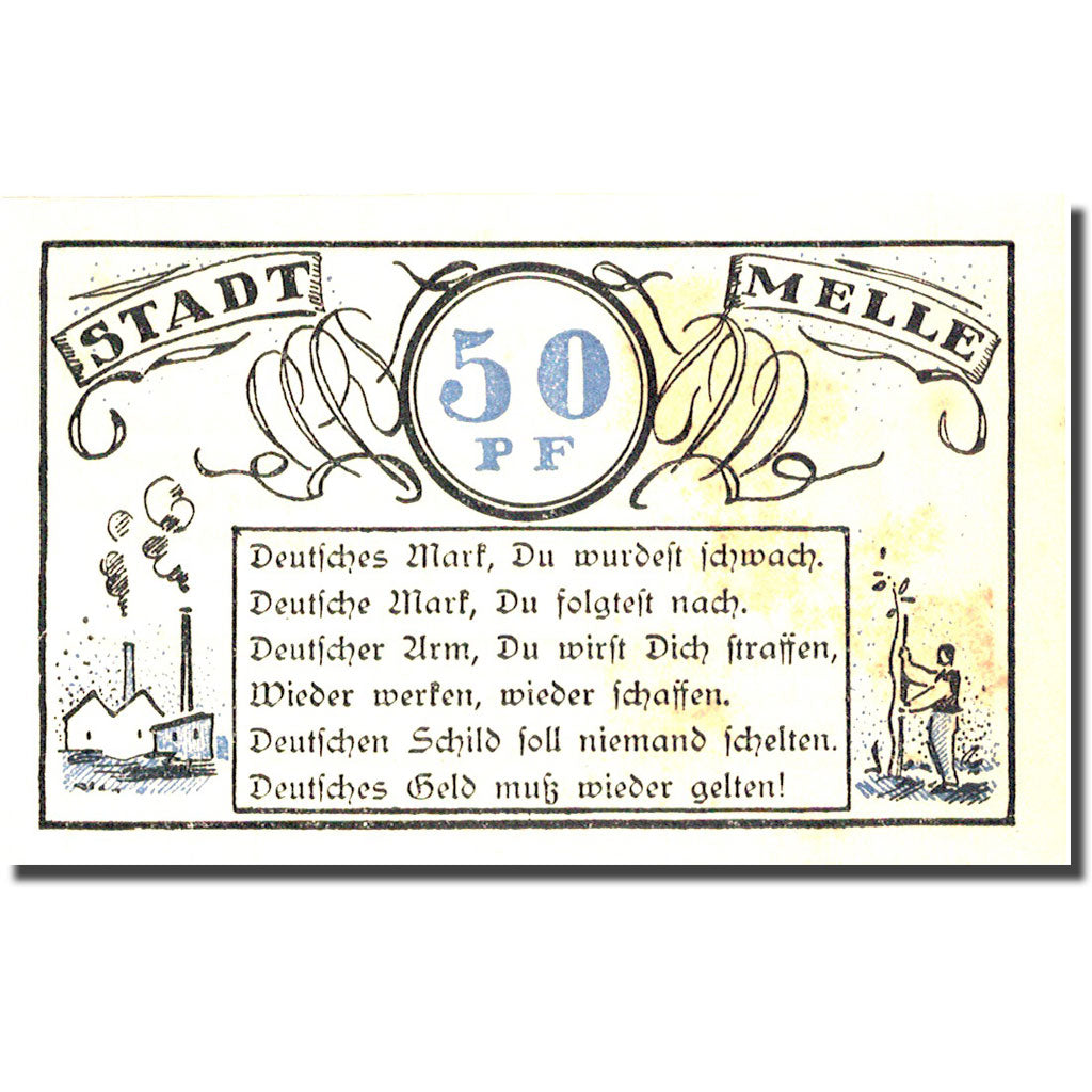 Biljet, Duitsland, Melle, 50 Pfennig, personnage 4, 1921, SUP, Mehl:879.1