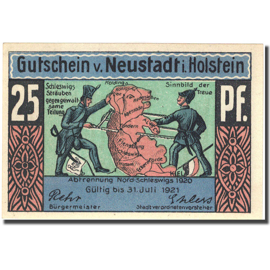 Banknote, Germany, Holstein, 25 Pfennig, personnage 1, 1921 UNC(63) Mehl 963