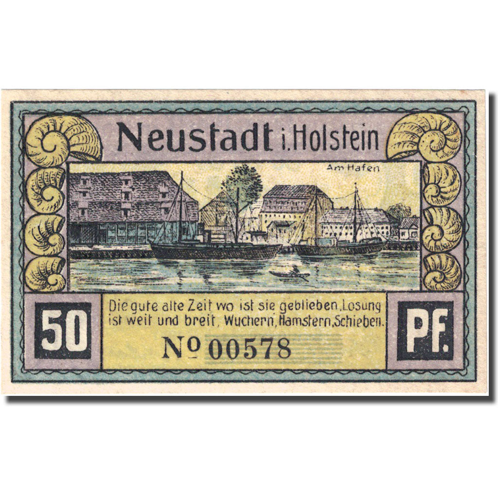 Banknote, Germany, Holstein, 50 Pfennig, personnage 4, 1921, UNC(63) Mehl 963.2a