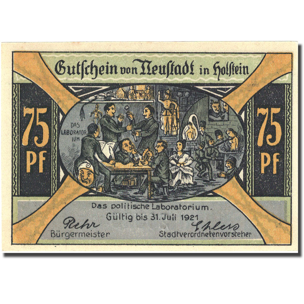 Banconote, Germania, Holstein, 75 Pfennig, personnage 7, 1921 SPL Mehl 963.1b