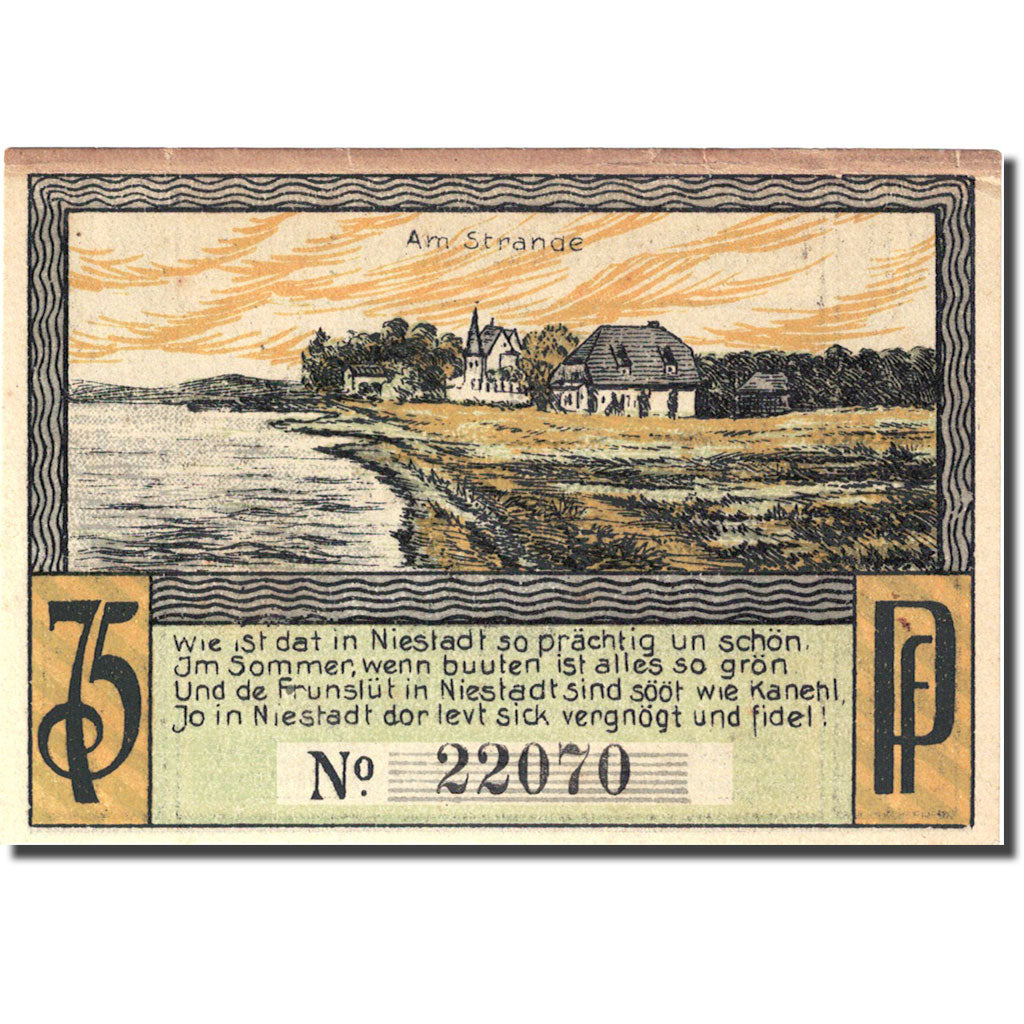 Banknote, Germany, Holstein, 75 Pfennig personnage 8, 1921 EF(40-45) Mehl 963.1b