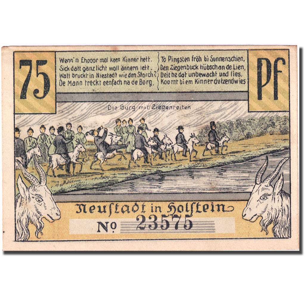 Banknote, Germany, Holstein, 75 Pfennig, bateau, 1921 AU(55-58) Mehl 963.1b