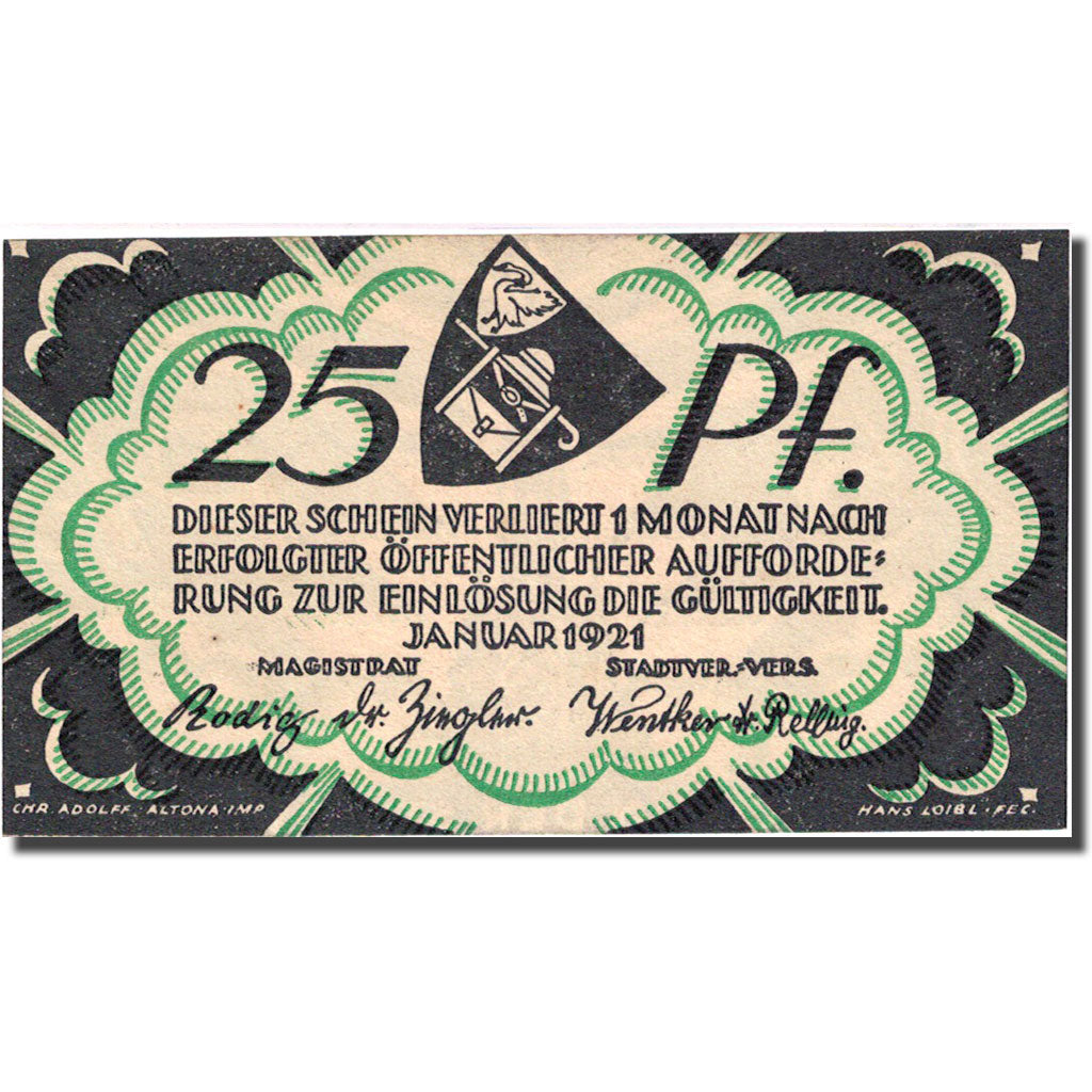 Banknote, Germany, Wandsbek, 25 Pfennig, Eglise, 1921, UNC(63), Mehl:W8.5a