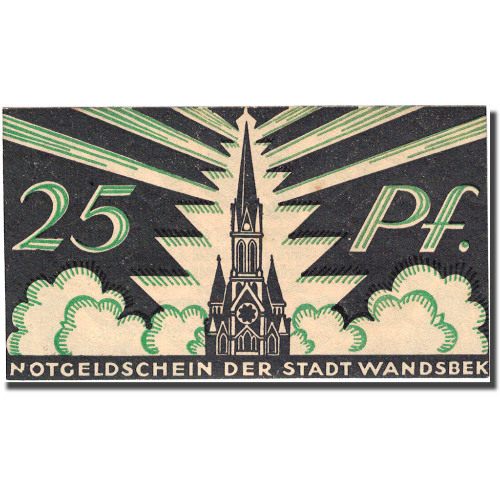 Banknote, Germany, Wandsbek, 25 Pfennig, Eglise, 1921, UNC(63), Mehl:W8.5a