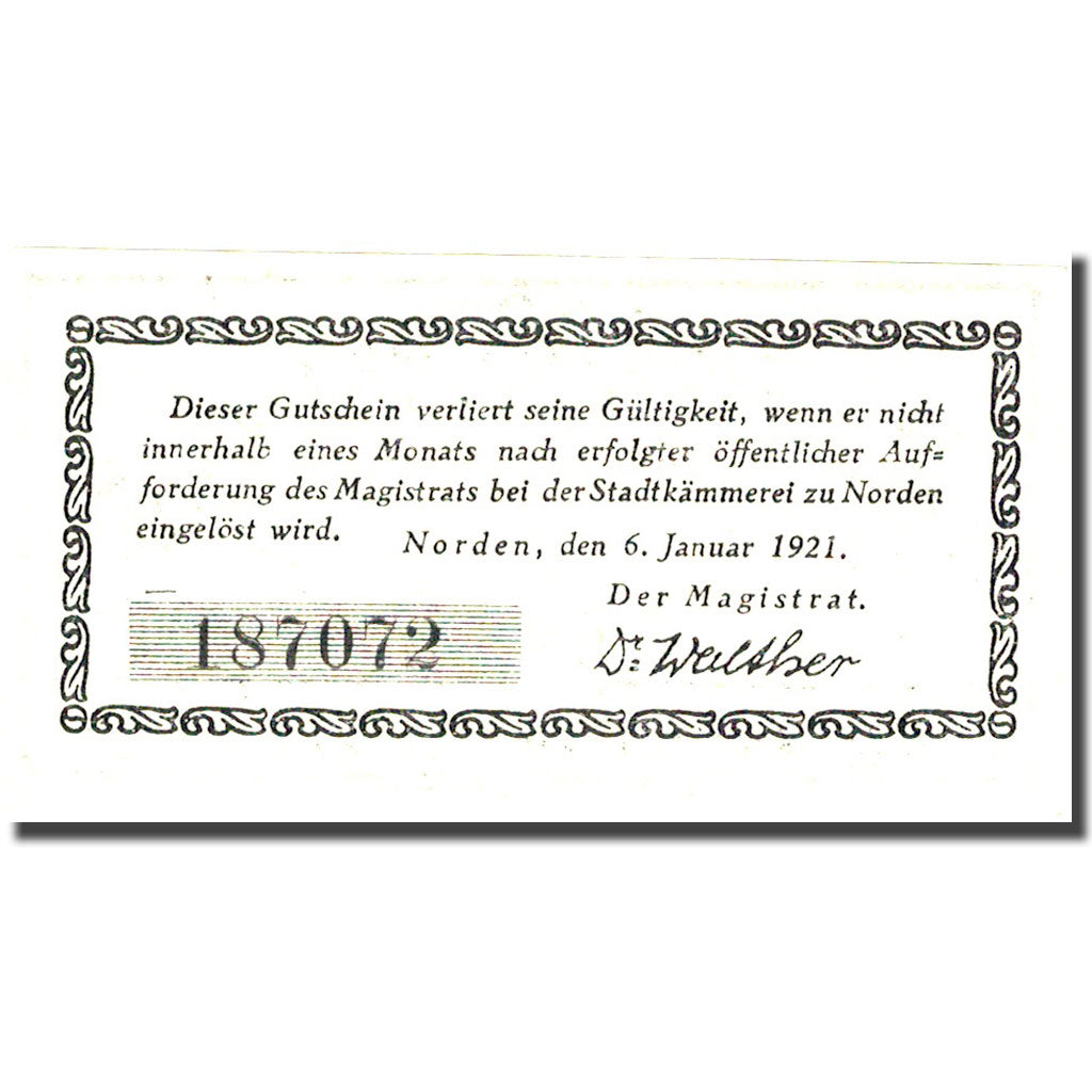 Banknote, Germany, Norden, 25 Pfennig, moulin, 1921-01-06, UNC(63) Mehl N52.8