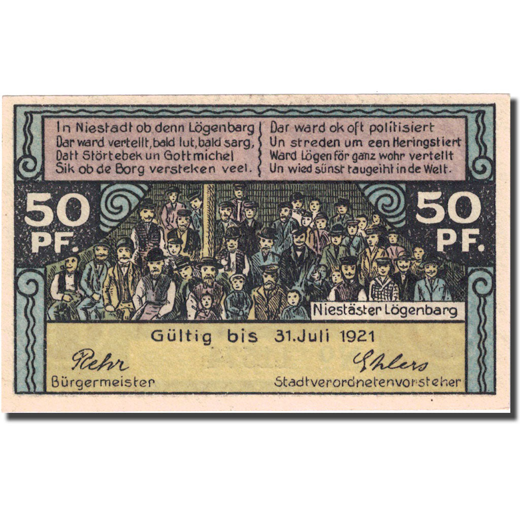 Banknote, Germany, Holstein, 50 Pfennig, personnage 9, 1921 UNC(63) Mehl 963.2a