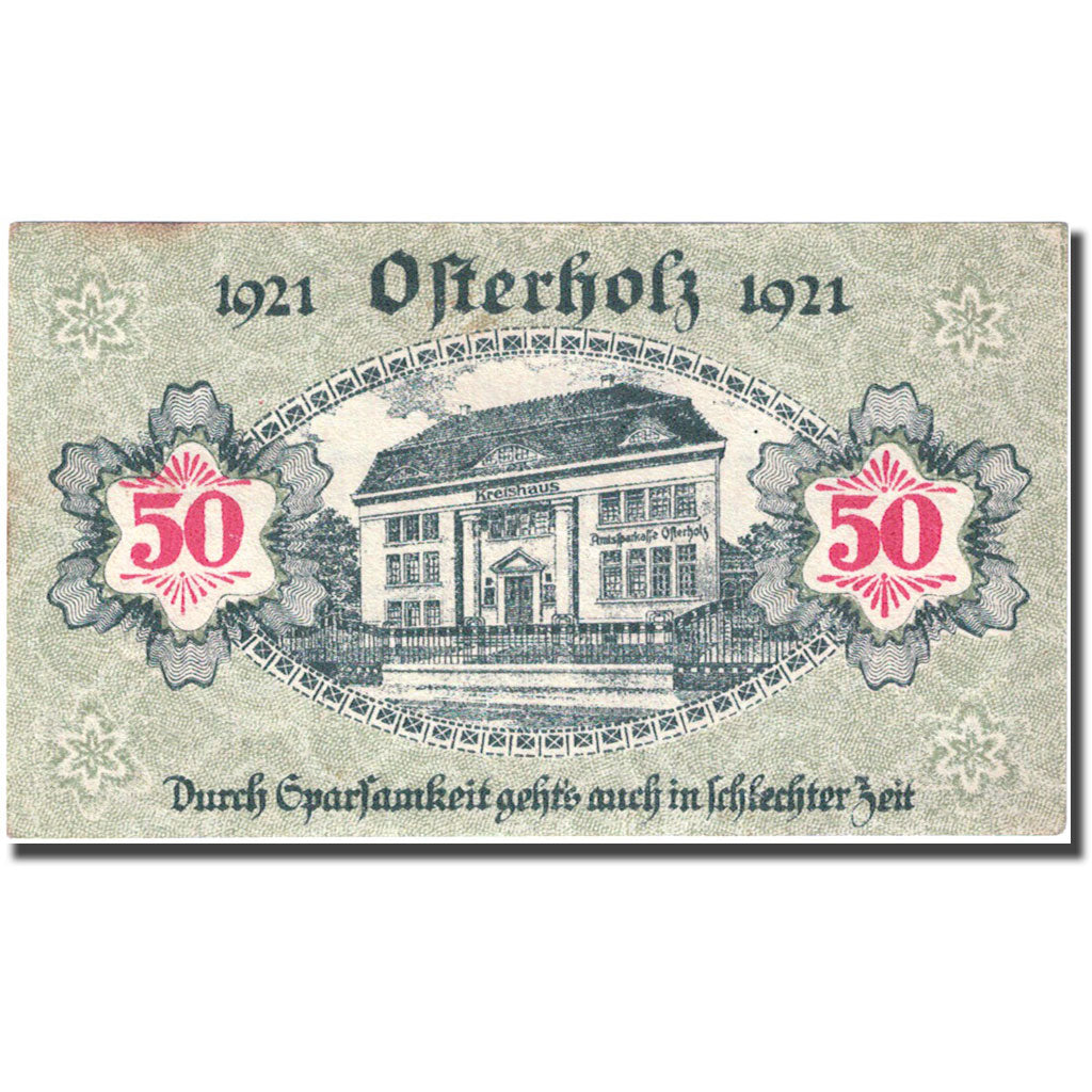 Banknote, Germany, Osterholz, 50 Pfennig, Monument, 1921 AU(55-58) Mehl O29.5b