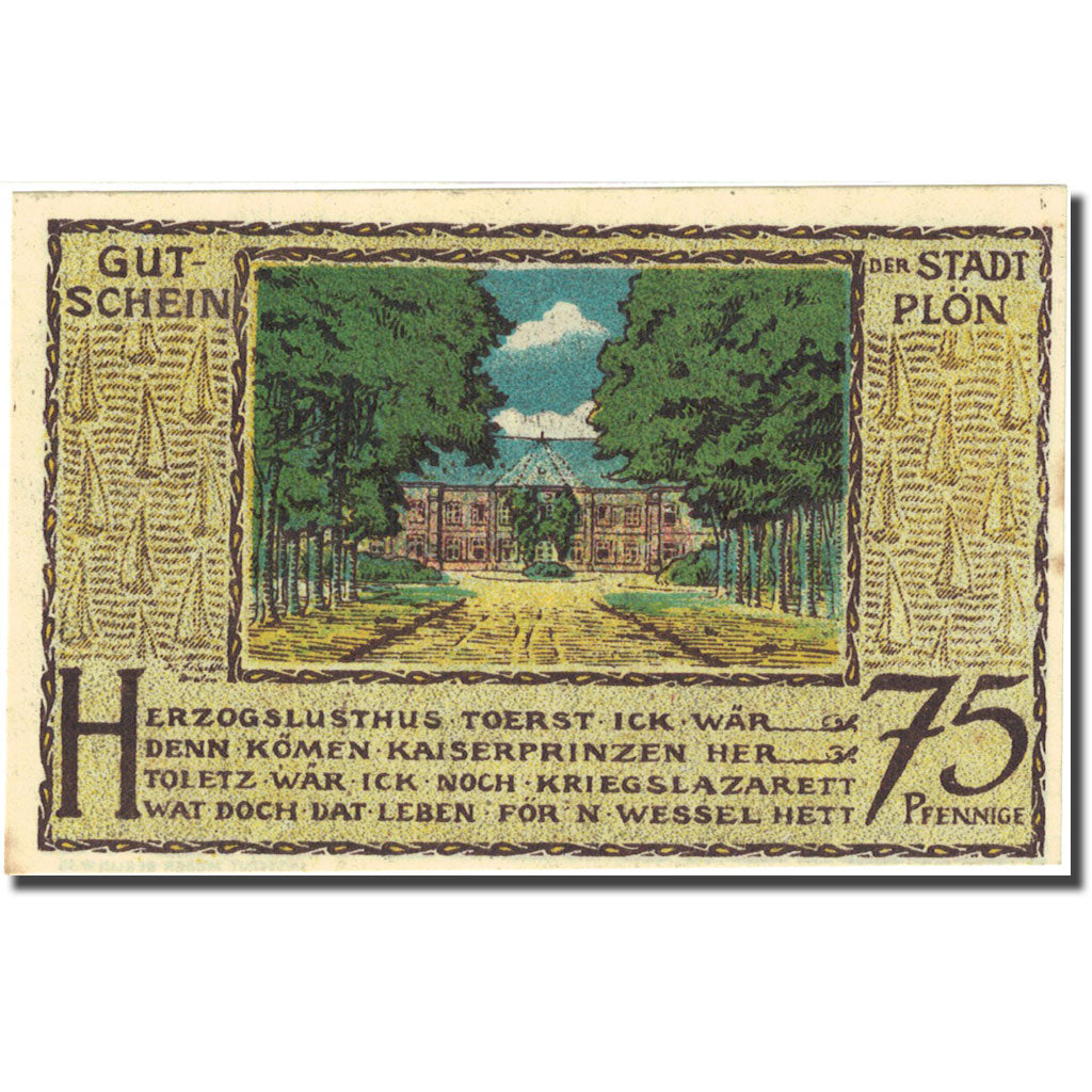 Geldschein, Deutschland, Plön, 75 Pfennig, château, 1921, UNZ-, Mehl:1064.1