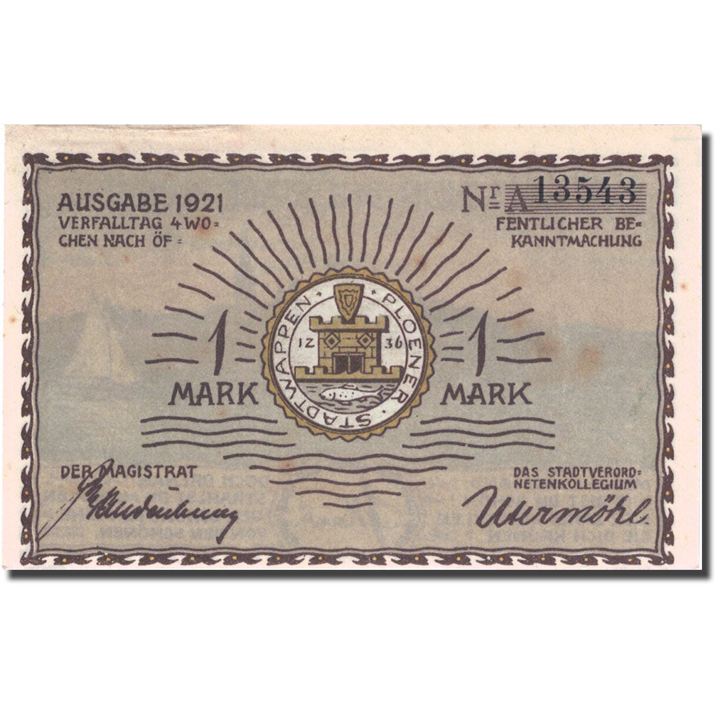 Banknote, Germany, Plön, 1 Mark, paysage, 1921, UNC(63), Mehl:1064.1