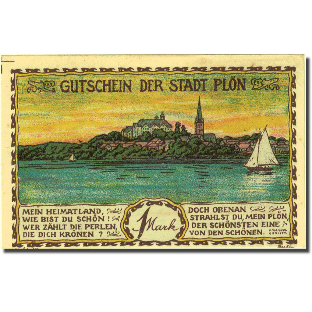 Banknote, Germany, Plön, 1 Mark, paysage, 1921, UNC(63), Mehl:1064.1