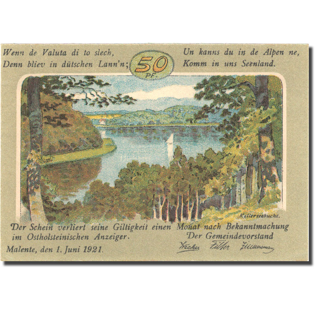 Banknote, Germany, Malente, 50 Pfennig, Forêt 1921-06-01, UNC(63) Mehl 864.3