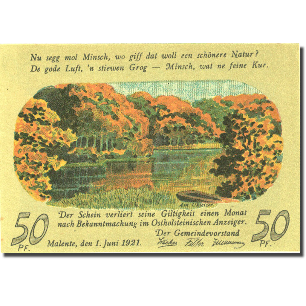 Banknote, Germany, Malente, 50 Pfennig, lac 1, 1921-06-01, UNC(63) Mehl 864.3