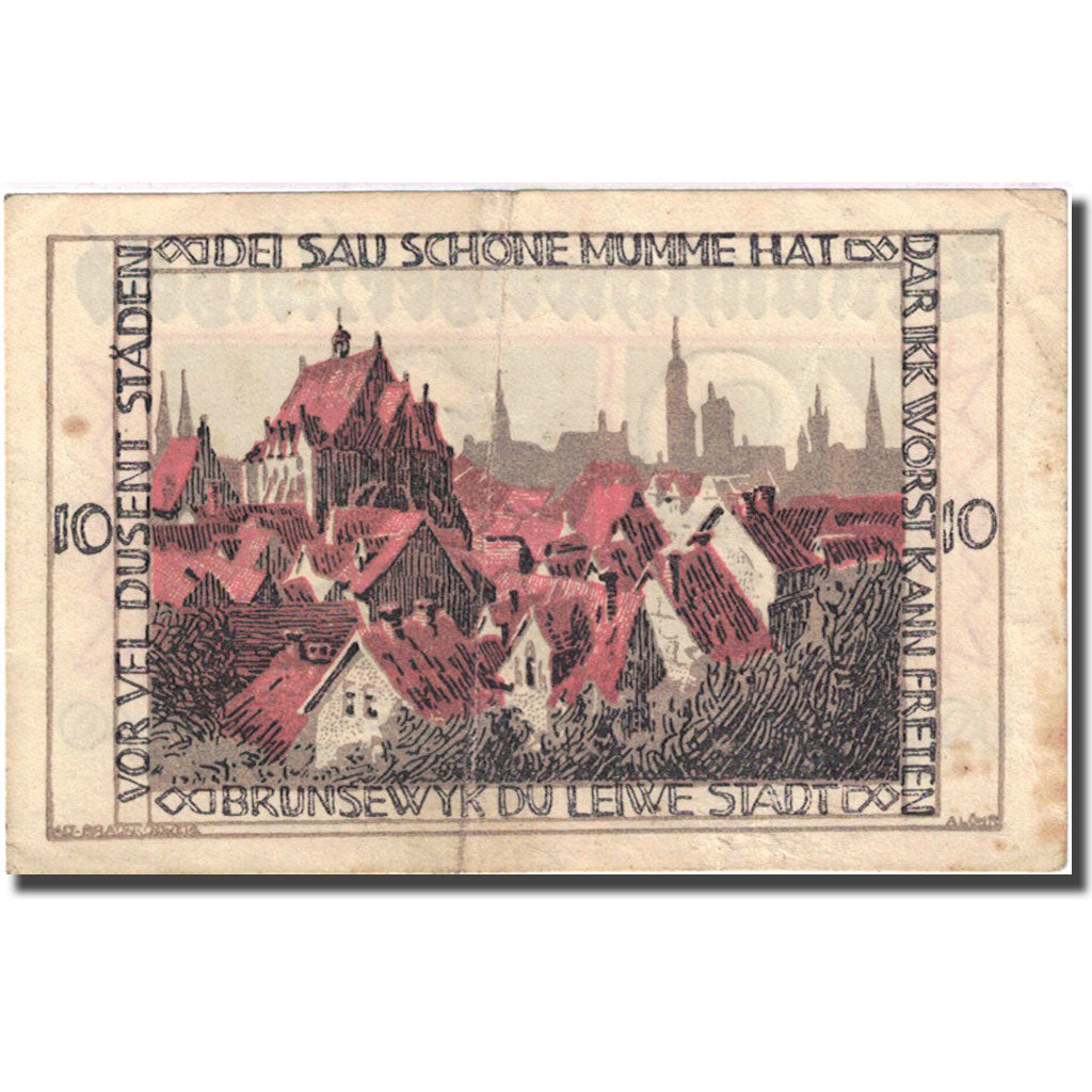 Banconote, Germania, Braunschweig, 10 Pfennig, village, 1921 BB Mehl BRS 24a