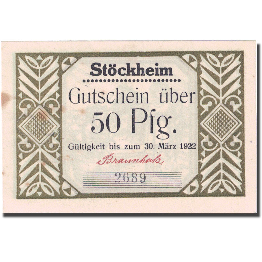 Billete, Alemania, Stöckheim, 50 Pfennig, personnage, 1922 EBC Mehl 1272.2