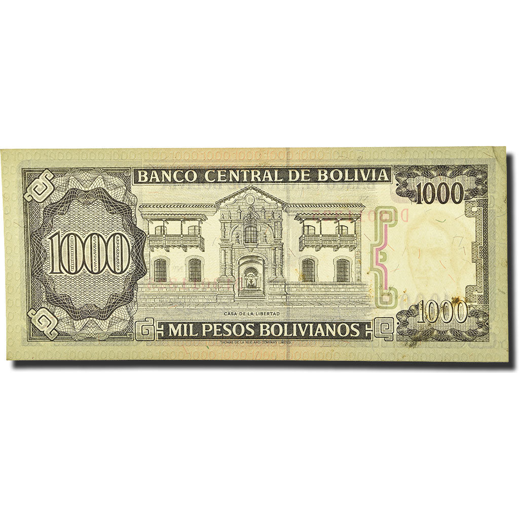Nota, Bolívia, 1000 Pesos Bolivianos, 1981-1984, 1982-06-25, KM:167a, AU(55-58)